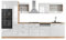 Vicco Küchenzeile R-Line, Weiß Hochglanz/Goldkraft Eiche, 350 cm mit Hochschrank, ohne Arbeitsplatte
