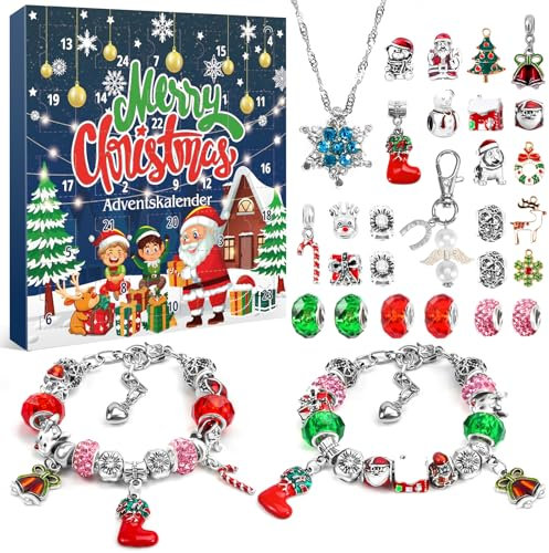 ZOOI Adventskalender Mädchen, Adventskalender Schmuck Adventskalender 2024 Kinder, Adventskalender Füllung, 24 Bastelset Weihnachten Geburtstagsgeschenk Weihnachtsgeschenke Adventskalender für Frauen