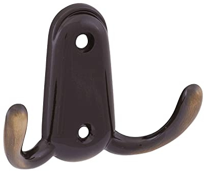 OBF 756151-36 patiniert Grimme Mantelhaken Canelli (Kleiderhaken), Breite 17 mm Höhe 86 mm, Doppelhaken Zinkdruckguss