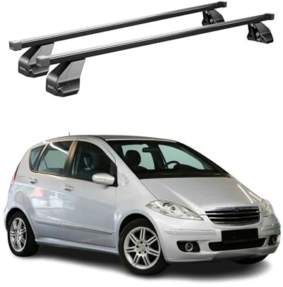 Quer Dachträger Menabo - kompatibel mit Mercedes A-Klasse W169 2004-2012 - Dachgepäckträger Dachträger Dachträger Dachträger Dachteil Stahl 2X - Tragkraft 75 kg