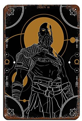 FABIVA God of War Kratos Poster 8 Blechschild Vintage Metall Pub Club Cafe Bar Home Wandkunst Dekoration Poster Retro 20 x 30 cm