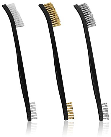 Drahtbürste Klein Set 3 Stück Mini Drahtbürsten Stahlbürste Messingbürste Nylon Kleine Metallbürste für Reinigung Schmutz und Rost