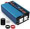 2500W KFZ Reiner Sinus Spannungswandler-Auto Wechselrichter 24v auf 230v Umwandler-Inverter Konverter mit 2 EU Steckdose und 2 USB-Port-inkl. Fernsteuerung-Spitzenleistung 5000 Watt