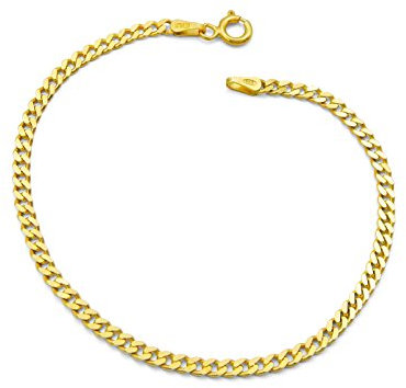 Kauf-mich-weg Damen-Armband Panzerarmband 925 Sterling Silber vergoldet 3mm breit Länge wählbar 16 16,5 17 17,5 18 18,5 19 19,5 20 21 22 cm Panzerkette Gold Armkette (22)