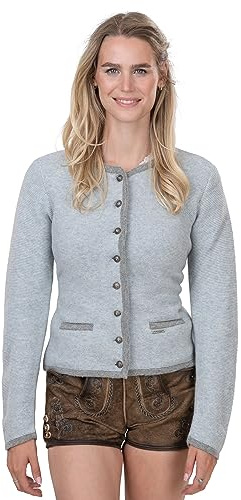 Jana - Cardigan tradizionale da donna, colore: blu/grigio, grigio/blu, 44