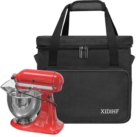 XIDIHF Stand Mixer Carrying Bag for KitchenAid 4.5-5 Quart Mixers, Storage Bag with Extra Accessory Pockets – Black