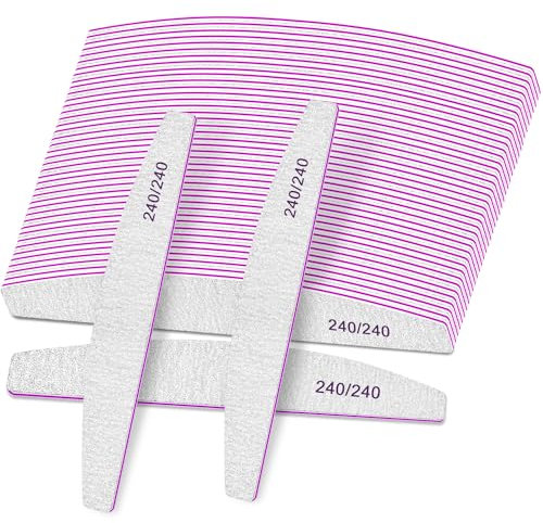 Limas de Uñas, Limas de Uñas de Grano 240/240 para Uñas Naturales, Lima de Uñas Profesional de 25 Piezas para Uñas, Lima de Uñas de Doble Cara para Lima de Uñas para Salón de Uñas