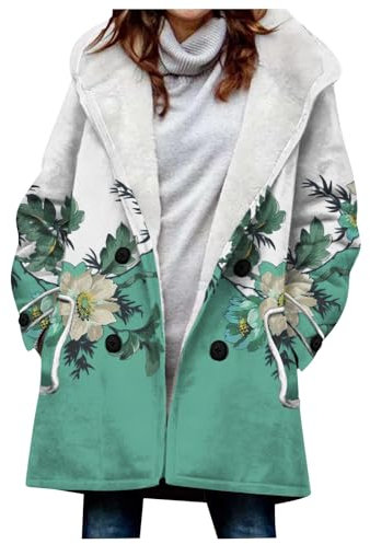 KONG JIMFAN Steppjacke Damen Winterjacke Damen Lang Warm Gefüttert Damen-Jacken Pullover Flieder Herbstjacke Damen Skijacke Damen Blazer Für Damen Leichte Westen Für Damen Damen-Jacken(Turquoise,XL)