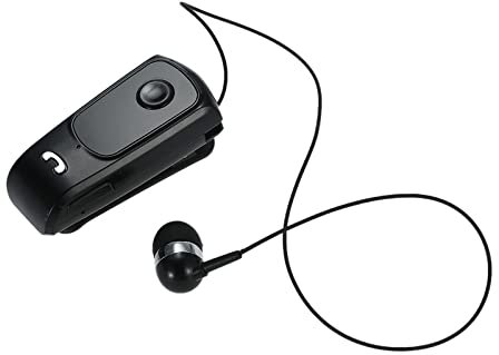 keppy F920 Auricolare Stereo Wireless 4.0 Vivavoce Auricolare Vibratore Allarme Multi-connessione Cavo per cuffie retrattile con clip Nero Compatibile con 6S 6 6 Plus S6