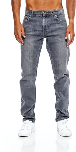 Jeel Men's Jeans - Regular-fit - Straight-Cut - Stretch - Jeans Trousers - Basic Washed 04-Grey 36W / 32L
