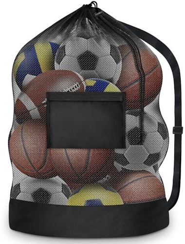 Extra Large Football Mesh Bag, Drawstring With Adjustable Shoulder Strap, Waterproof Storage for Basketball, Rugby Ball, Volleyball, Sports Equipment (30x40 Inch)