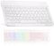 Fogcays Bluetooth Keyboard, Ultra-Slim Wireless Portable Quiet Keyboard with 7 Colours Backlight UK Layout Built-in Rechargeable Battery Compatible with iPad Mac iOS Android and Windows(White)