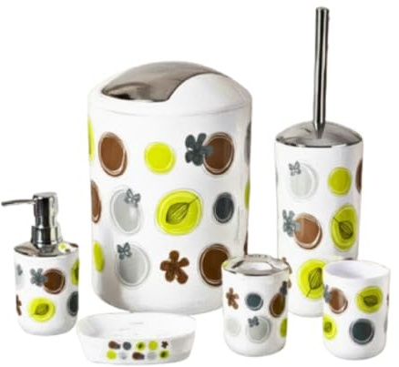 6-Piece Bathroom Accessories Set Luxury Modern Vanity Organizer Bath Set Toilet Brush with Holder, Soap Dish, Soap Dispenser, Toothbrush Holder, Tumbler, Trash Bin