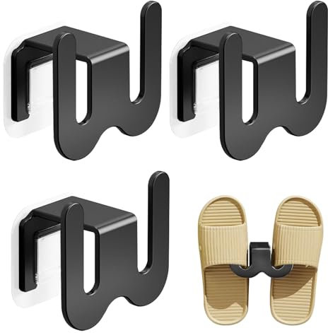 Fyfjur Zapatero Colgante, 3 Piezas sin Necesidad de Taladrar Zapatero Puerta, Zapatero Pared de Aluminio Espacial Zapateros Multifuncional Para Baño, para Baño Dormitorio Salón (Negro Elegante)