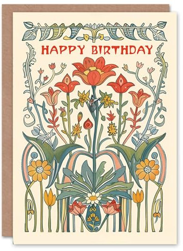 Artery8 Jugendstil Wildblumen Design Blumen Klassisch Geburtstagskarte
