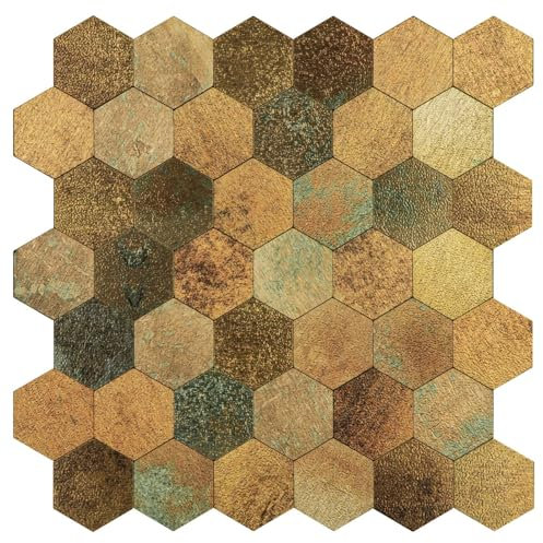 IZODEKOR Selbstklebende Mosaikfliesen - 290 x 288 x 4 mm (1 Stück) – Vinyl Klebefliesen für Küche, Bad, Wohnzimmer und Schlafzimmer, 3D-Wandfliesen, Keramikfliesen, Wandpaneele | Colourful
