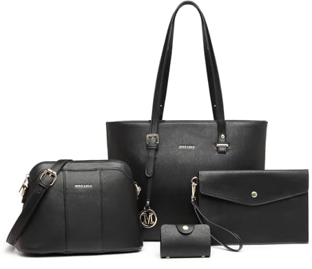 Miss Lulu Handtasche Damen Schultertasche Handtaschen Tragetasche Damen 2、3、4-teiliges Set für Büro Schule Einkauf Reise Geschenk