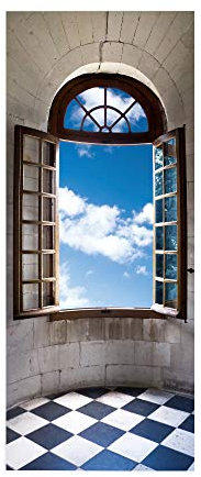 FYRHLH 3d Türtapete Selbstklebend Haus Fenster Türposter Fototapete, Schlafzimmer Wohnzimmertür Aufzug Tür Aufkleber B100 x H200cm