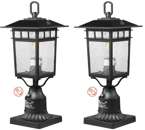 VEVOR 2er-Set Außen-Stehlampe, 400 mm, wasserdichte Außenleuchte mit E27 Sockel auf der Säulenmontage, blitzgeschützte Außenlampe Wegeleuchte Gartenlampe Gartenleuchte für Terrassen- und Gartenwege