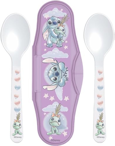 Disney Stitch - Lot de 2 boîtes à déjeuner pour enfant avec gourde - Bleu - Idéal pour l'école, la maternelle et les excursions