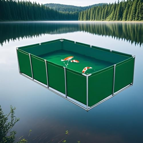 Hynbdes Aquarium Piscine avec Vanne de Vidage - Réservoir d'eau Aquaculture Réservoir d'eau avec Cadre en Acier - Multifonction Toile PVC Poisson Temporaire Bassin à Poissons pour Poissons