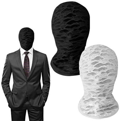 GAROMIA 2 Stück Vollgesichtsmaske Spandex Kopfmaske Weiß Schwarz Maske Unisex Maske Halloween GhostMaske Gesichtslose Kopfmaske für Halloween Party Kostüm Cosplay