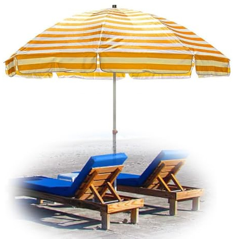 Ombrellone da spiaggia portatile, rotondo, 2,5 m, per uso esterno, ideale per piscina, giardino, balcone, blu (giallo, 2,2 m), protezione UV, facile da installare