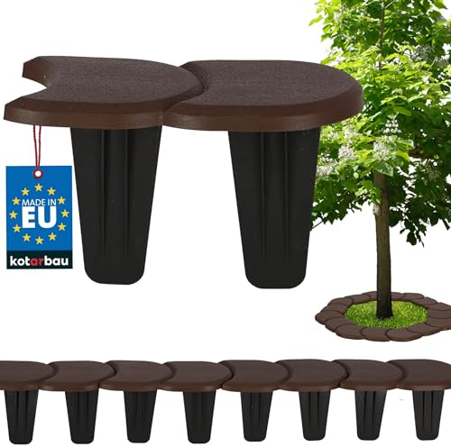 KOTARBAU® Rasenkante - Beeteinfassung - 3,8 m - Beetumrandung - Wurzelsperre - Gartenzaun - Palisaden Kunststoff - Braun - 24 Stück im Set