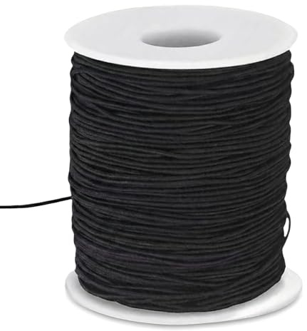 1mm x 100m/328 ft Cordoncino Elastico, Corda Elastica, Corda di Filo Elastico in Nylon per Perline, Braccialetto, Gioielli Fai da Te - Nero