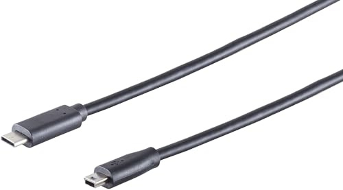 1aTTack.de 3 x USB-C Adapter Cable, Mini-B, 2.0, Black, 3 m - With this standard USB cable, you can connect your mobile device to your PC