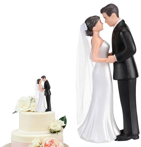 TESGADGETS Hochzeitstortenfigur Brautpaar aus Kunststoff - 11 cm Hautfarbene Figuren mit Braut & Bräutigam - Klassischer Tortenaufsatz für Hochzeitsfeier & Trauung