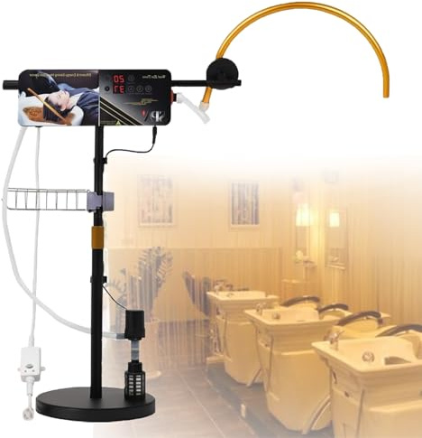 MINHUIJIHUI Solution de Spa de Tête Portable, Équipement de Cascade avec Pompe, Structure en U Pliable, Réglage Hauteur, 21 Sorties, Température 30-50°C, Minuterie 2-90 Min, Pro, Maison