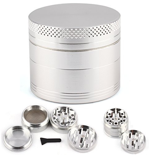 CellDeal Herb Grinder Mill Metal Aluminium Teeth Compact 40mm 4 Part Silver