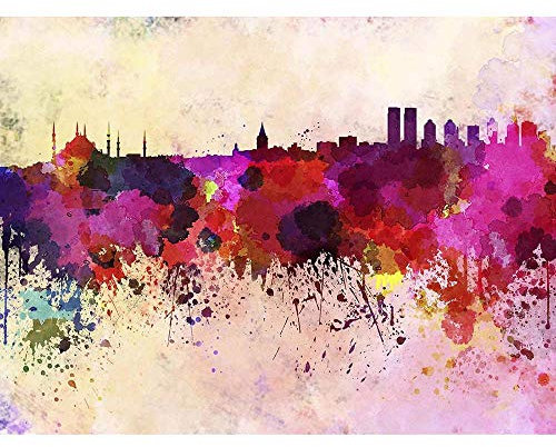 Wee Blue Coo Painting Illustration Cityscape Paint Splash Skyline Istanbul Art Print Poster Wall Decor Kunstdruck Poster Wand-Dekor-12X16 Zoll
