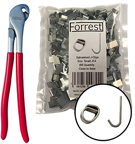 j-clip tool and j-clips x 400, wire mesh clips, cage clips, aviary clips Forrest J-Clips Made in the UK