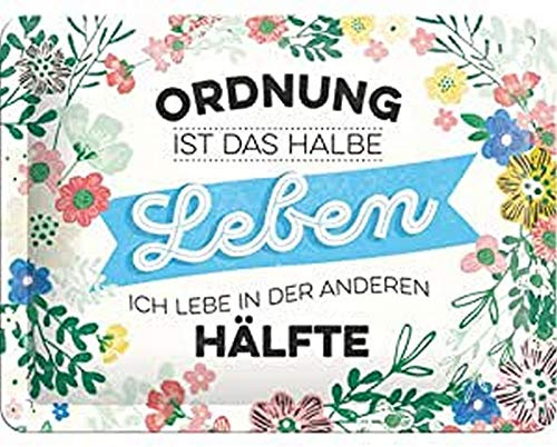 Nostalgic-Art Retro Blechschild, Word Up – Ordnung ist das halbe Leben – Geschenk-Idee für Chaoten, aus Metall, Vintage-Design mit Spruch, 15 x 20 cm