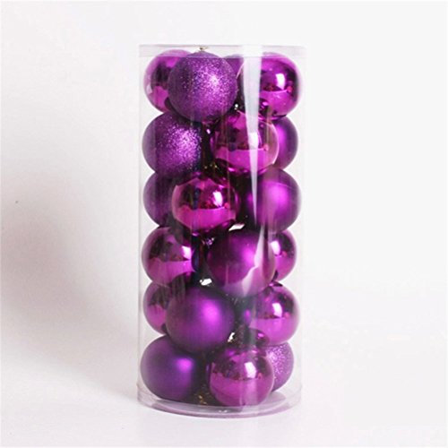 Luoem Weihnachtsbaum-Dekoration Aufhänger Kugeln Verzierung bruchsicher Weihnachtskugeln violett