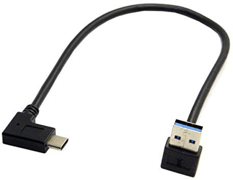 JSER Cavo dati USB 3.1 USB-C reversibile ad angolo retto a 90 gradi ad angolo A maschio per tablet e telefono cellulare (30 cm)