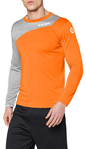 Kempa Herren Core 2.0 Langarmshirt, Fresh orange/Dark grau me, S