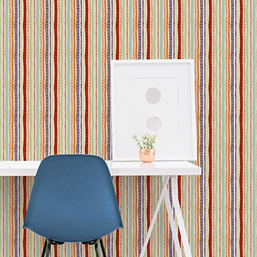 Bunte grafische Streifen Tapete Dotted Lines in orange passt zu Farrow and Ball Farben- Vlies Tapete Grafisch - Trend GMM Design Dekor für schöne Räume (H: 1,5m B: 46.5cm)