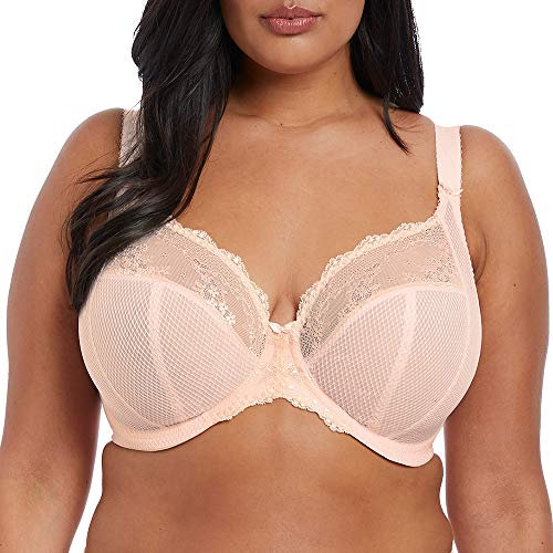 Elomi Women's Charley Bra: Stretch Lace & Mesh, Racerback Option. Low Plunge UK jj, Us Sizes D-n, Opaque, Ballet Pink, 38DD