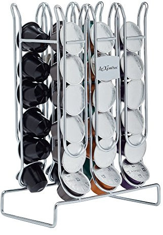 KitchenCraft Le'Xpress Carbon Steel Nespresso Coffee Pod Holder, 17 x 9.5 x 24.5 cm (6.5 x 3.5 x 9.5) - for 36 Capsules