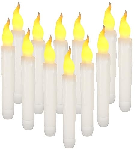 Yeahmart 6PCS LED Taper Candle Lights, Flameless Battery Operated Window Candles for Christmas Wedding Churches Birthday Party Decorations, Warm White, Dia 0.79 x 6.5 Inch