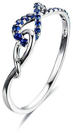 Daesar Ringe 750 Weißgold Frauen Unendlichkeit mit Blau Saphir Verlobungsring Weißgold Ring Gr.52 (16.6)