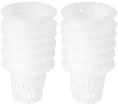 HEMOTON 50pcs Hydroponik Topf Hydrokultur Töpfe Gemüse Pflanzen Orchideen Anzüchten Bodenlose Pflanzbehälter bis 42mm Runde Mesh Topf Aquaponik Hydroponik Pflanzenkörbe Weiß