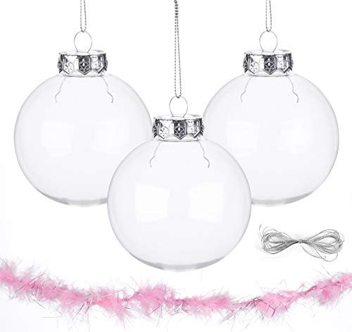 ilauke Acrylkugeln DIY Kugeln 12 stück Christbaumkugeln Weihnachtskugeln Transparent Plastik 8CM für Dekorationen, Kleines Dessert, Bemahlung, Party, Hochzeit