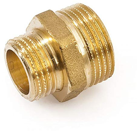 Messing Reduziernippel 2 AG x 1 AG ist ein Fitting zum Verbinden zweier Rohre mit Innengewinde unterschiedlicher Dimensionen als Reduzierung im Sanitärbereich