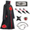 Amycute Costume Akatsuki Itachi Cape Cosplay Deguisement Akatsuki Uchiha Itachi Bandeau Bague Collier Ninja Accessoires Anime Carnaval Halloween Noël pour Adulte Enfant (M)