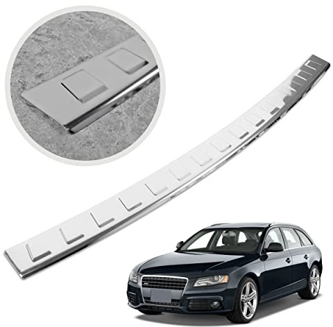 CHROMEMASTER | Ladekantenschutz Stoßstangenschutz | Kompatibel mit Audi A4 B8 2008-2012 Avant/Allroad; Edelstahl Poliert/Chrom; Unsere Lackschutzleiste Sichert den Heckstoßfänger vor Kratzern
