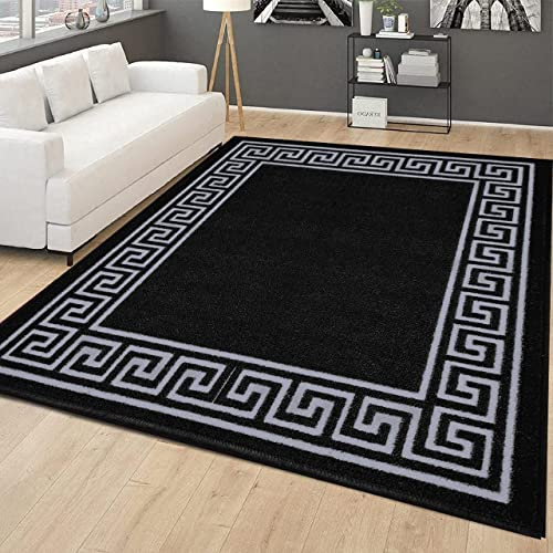 B&B Carpet Runners for Hallways Non-Slip Long & Wide Heavy-Duty Plain | 80 x 300 cm Super Absorbent Indoor Stair Carpet and Kitchen Anti-slip Floor Mats - Greeky Rug - Black & Grey